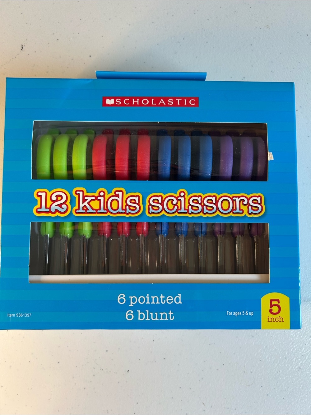 NEW Scholastic Kids Scissors Set Bright Green, Yellow, Red, Blue, Purple Handles